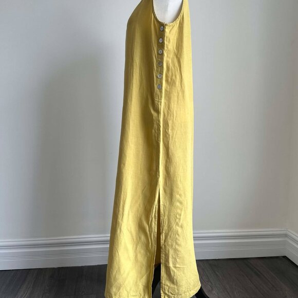 Long yellow silk and linen dress - Picture 14 of 15